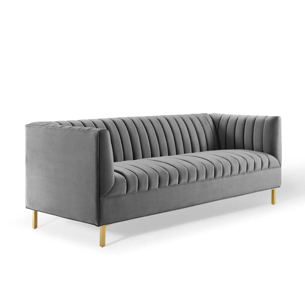 Gray Performance Velvet Sofa U3536