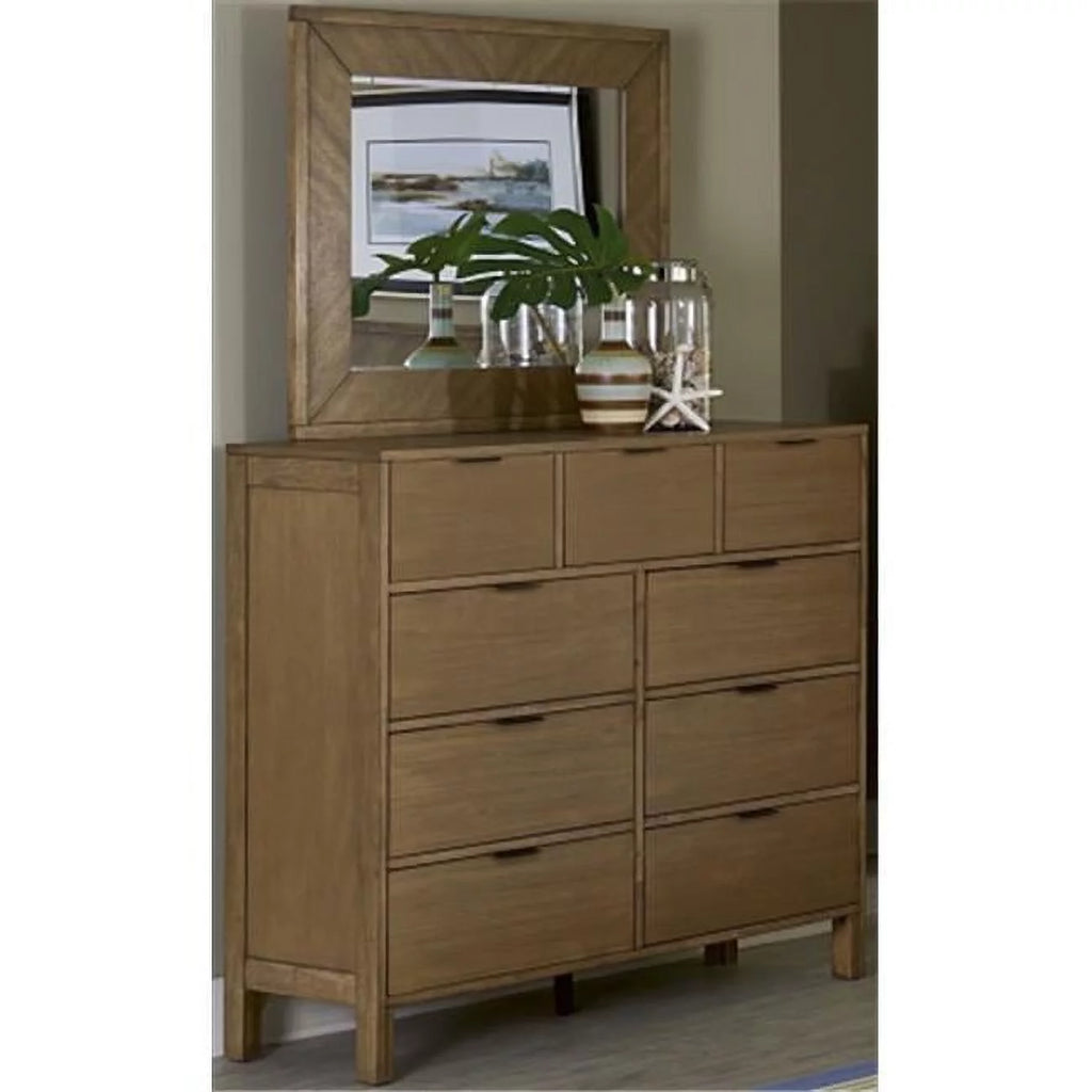 Wood Drawer Dresser and Mirror C132950