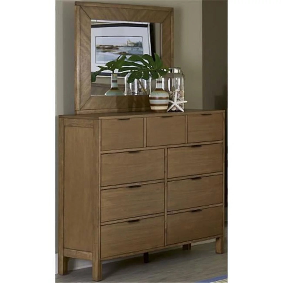 Wood Drawer Dresser and Mirror C132950
