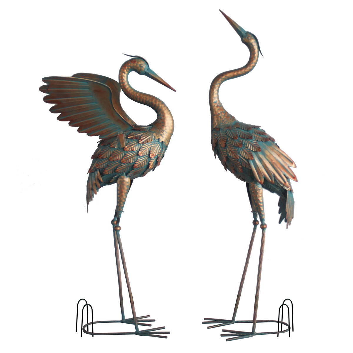 Metal Crane Garden Statues Set of 2 I22578