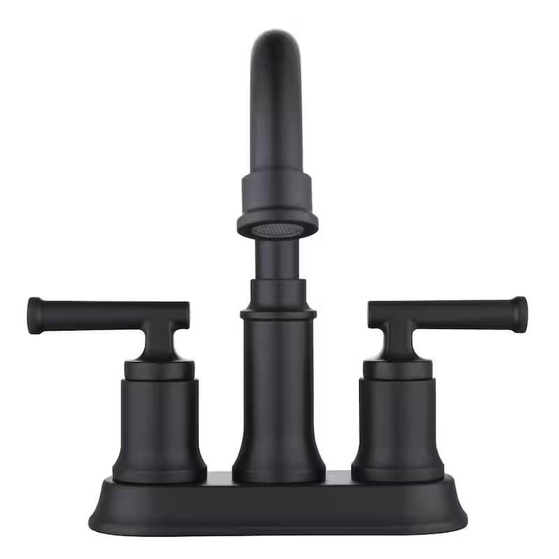 4 in. Centerset Double-Handle High-Arc Bathroom Faucet Matte Black 2-Pack U23627