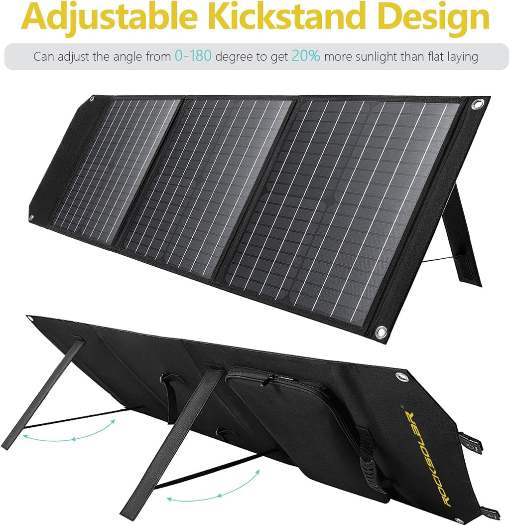 60 Watt Foldable Monocrystalline Solar Panel Kit with 12V DC/USB/USB C PD Outlets S7811