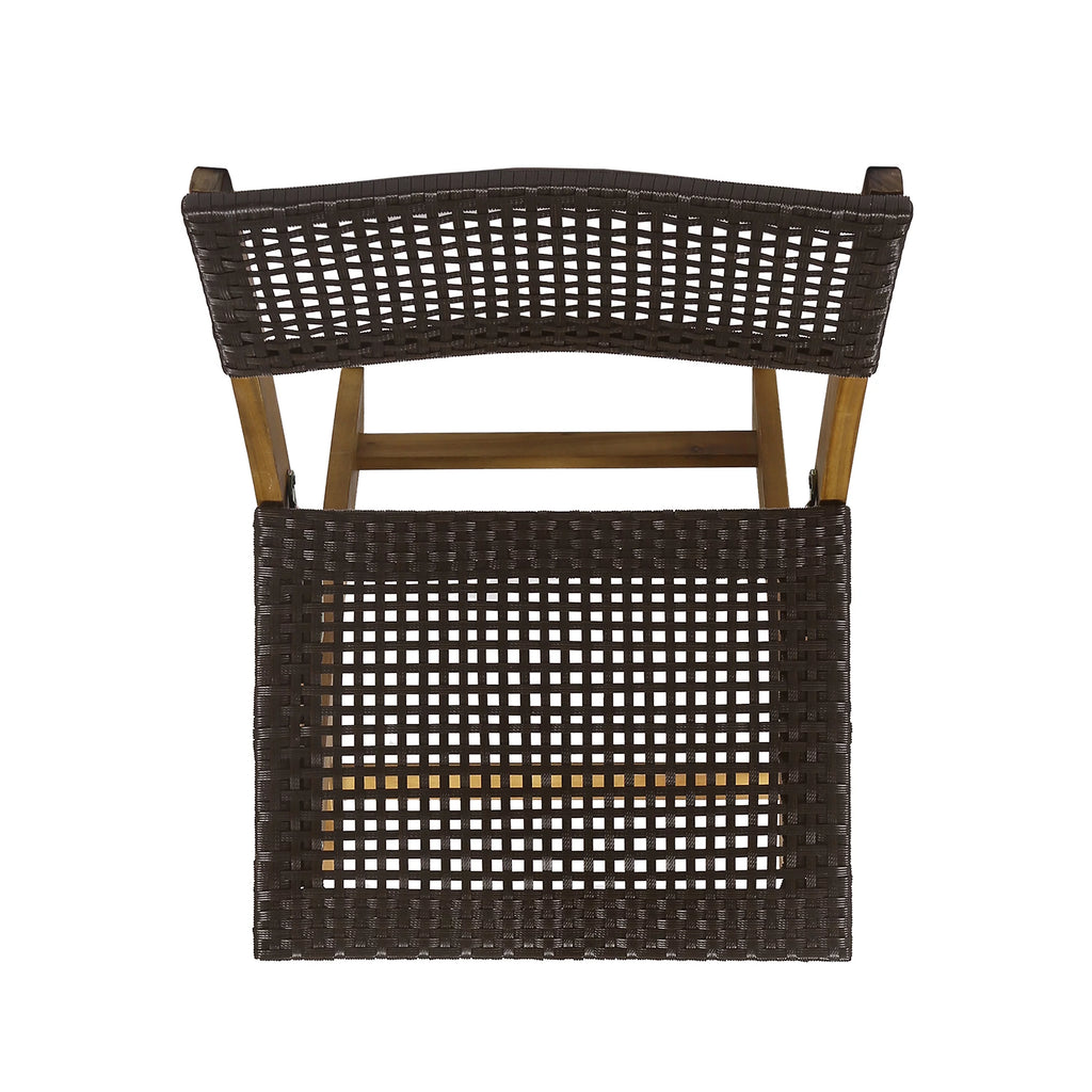 Acacia Wood Foldable Bistro Chairs with Wicker Seating Set of 2 F317207