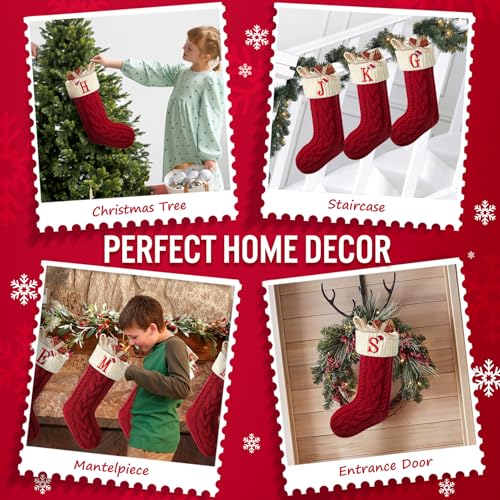 Large Embroidered Knit Christmas Stocking with Hook X953470