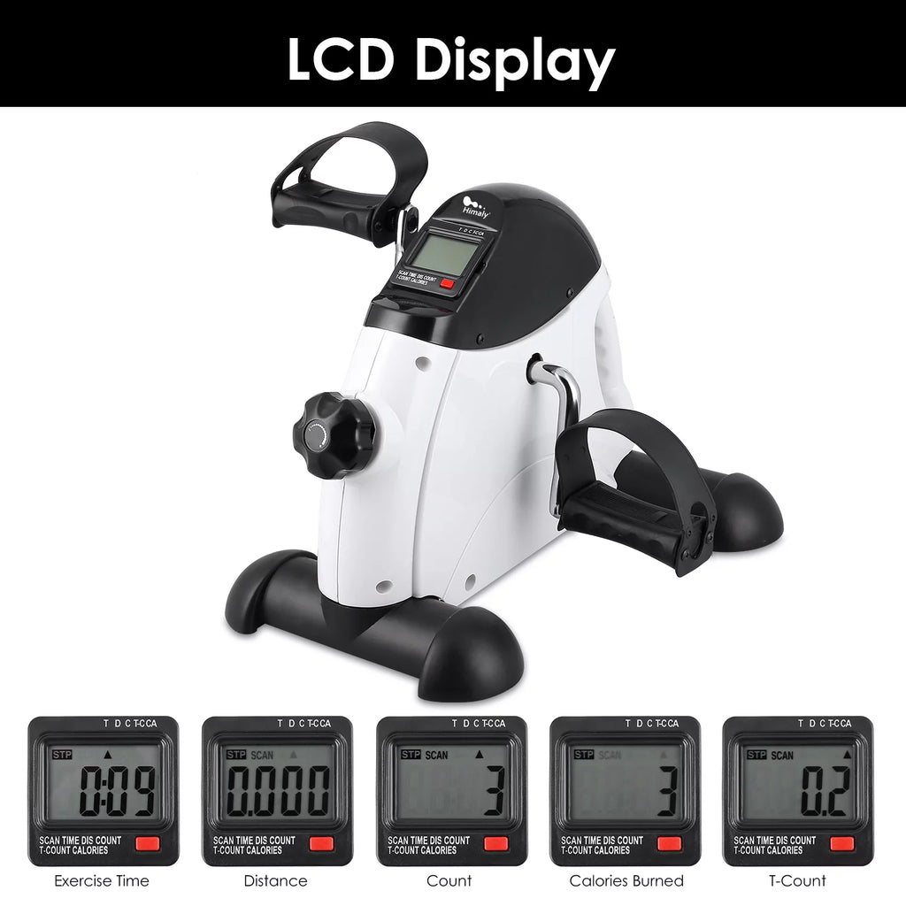 White Portable Mini Exercise Bike with LCD Screen O461657