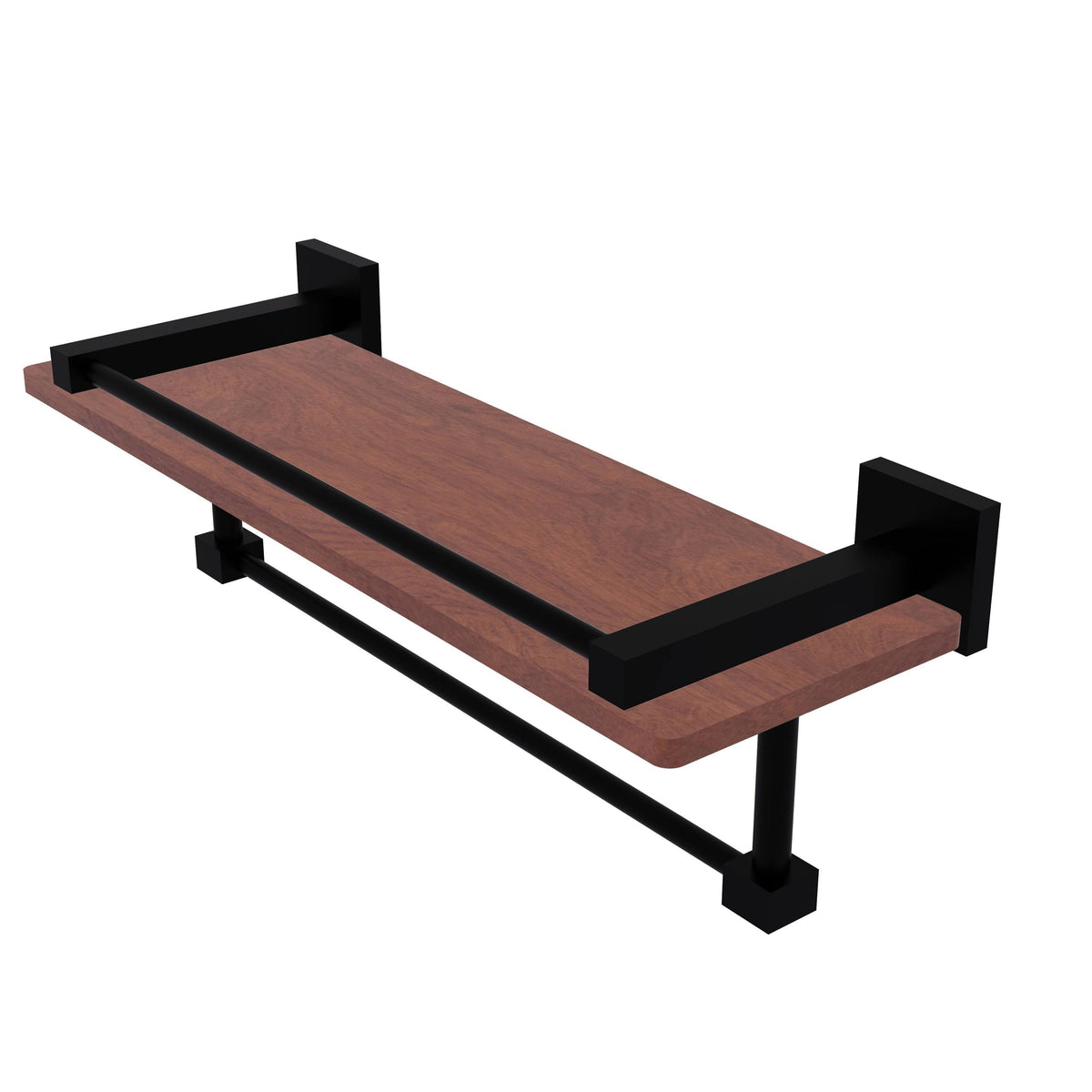 Brushed Bronze Ironwood Shelf with Gallery Rail and Towel Bar P624925