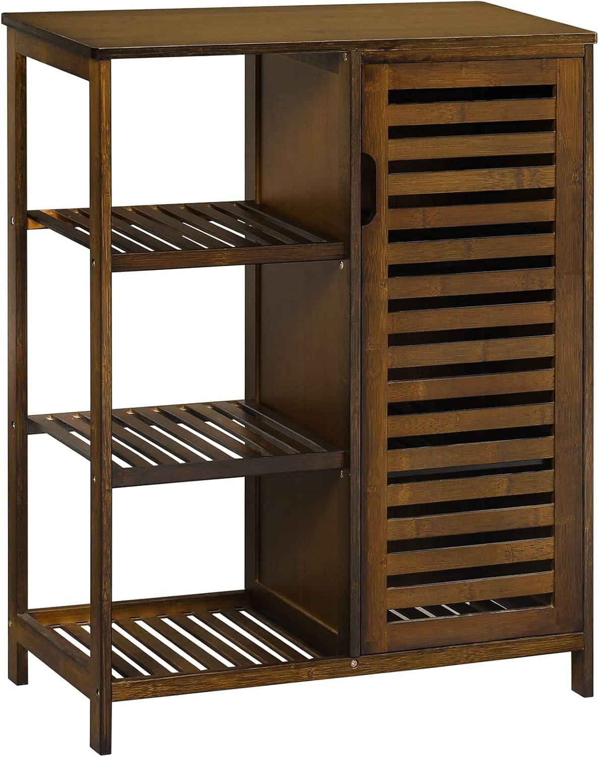 Bamboo Bathroom Cabinet with Doors and 3 Side Shelves R4641