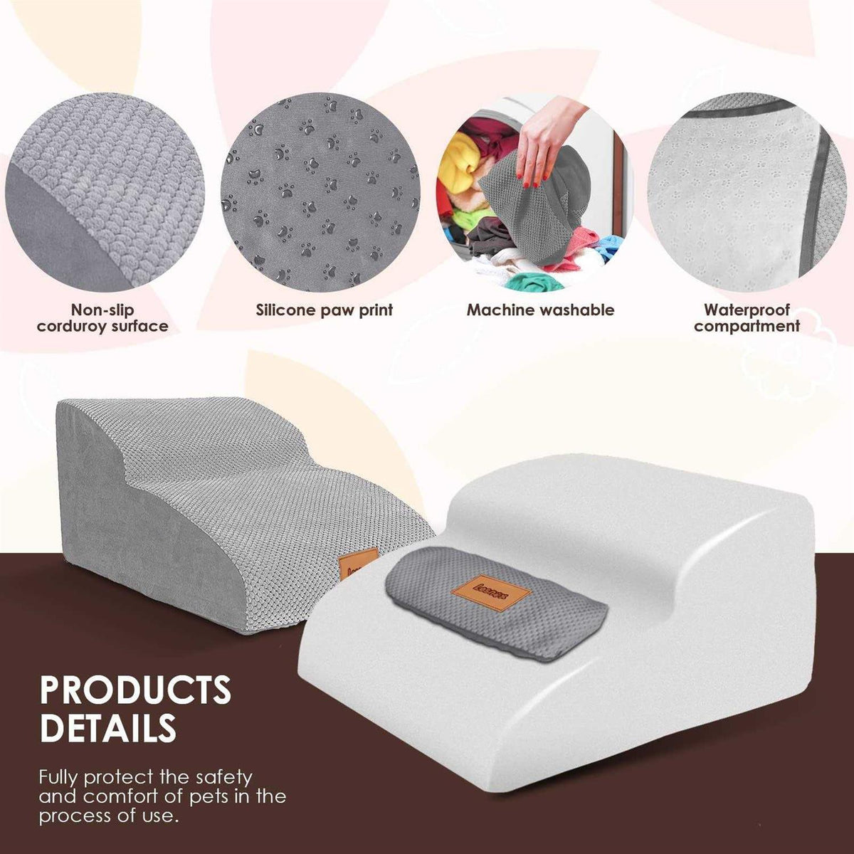 2-Step 30D Foam Pet Stairs with Waterproof Cover N2977