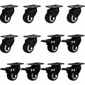 Rubber Caster Wheels with Top Plate and Brake 12 Pack P482