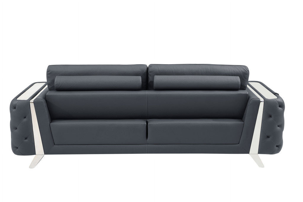 Genuine Leather Dark Gray 3 Piece Seating Set M848351