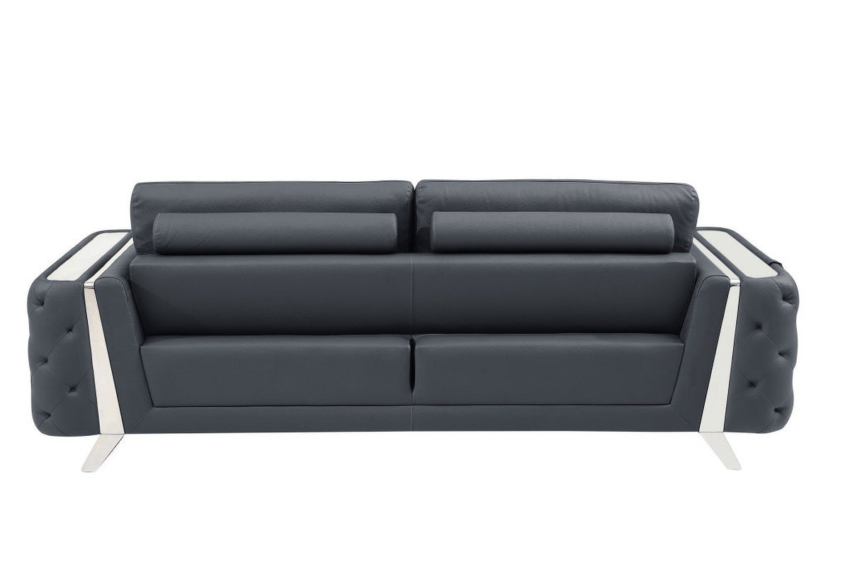 Genuine Leather Dark Gray 3 Piece Seating Set M848351