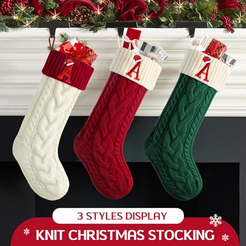 Large Embroidered Knit Christmas Stocking with Hook X953470