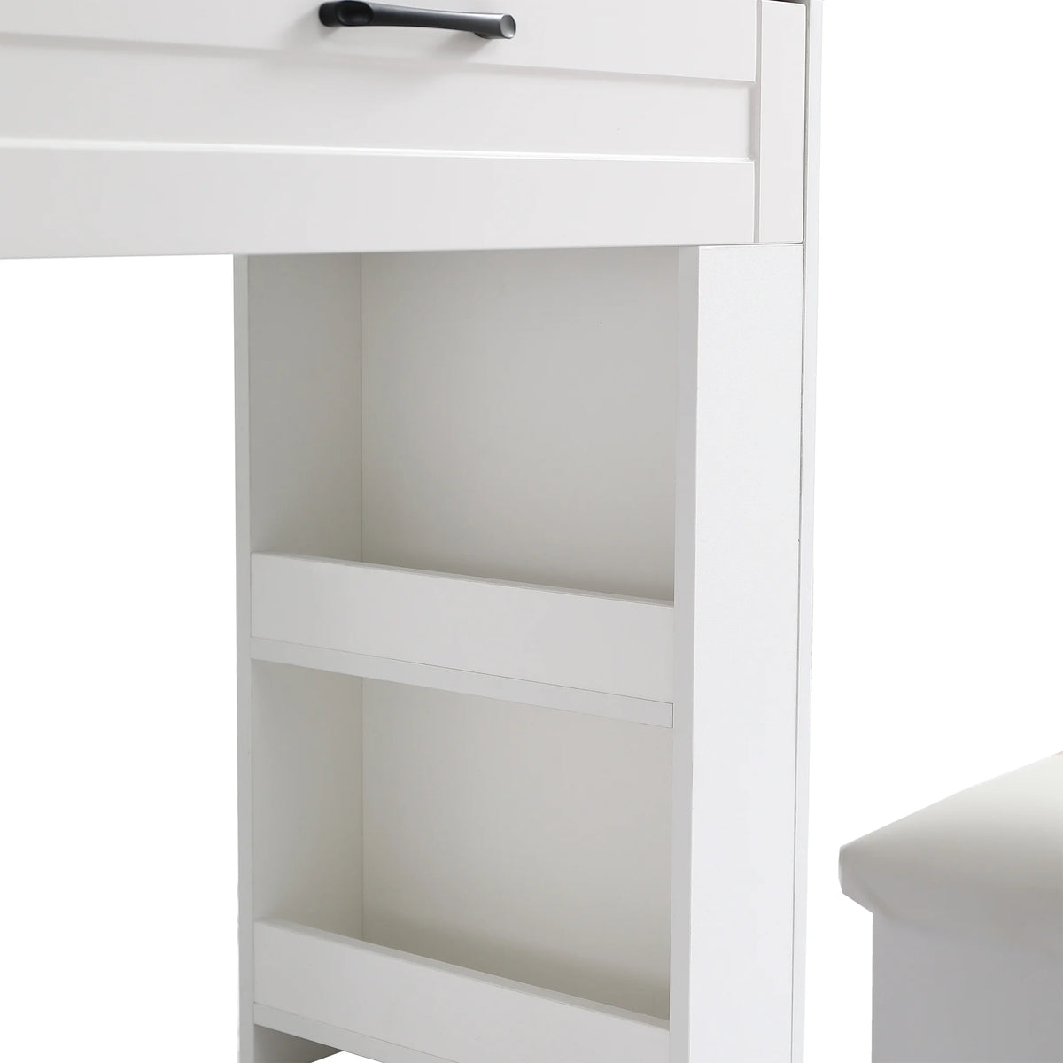 White Vanity Table with Lighted Mirror and Stool M44148