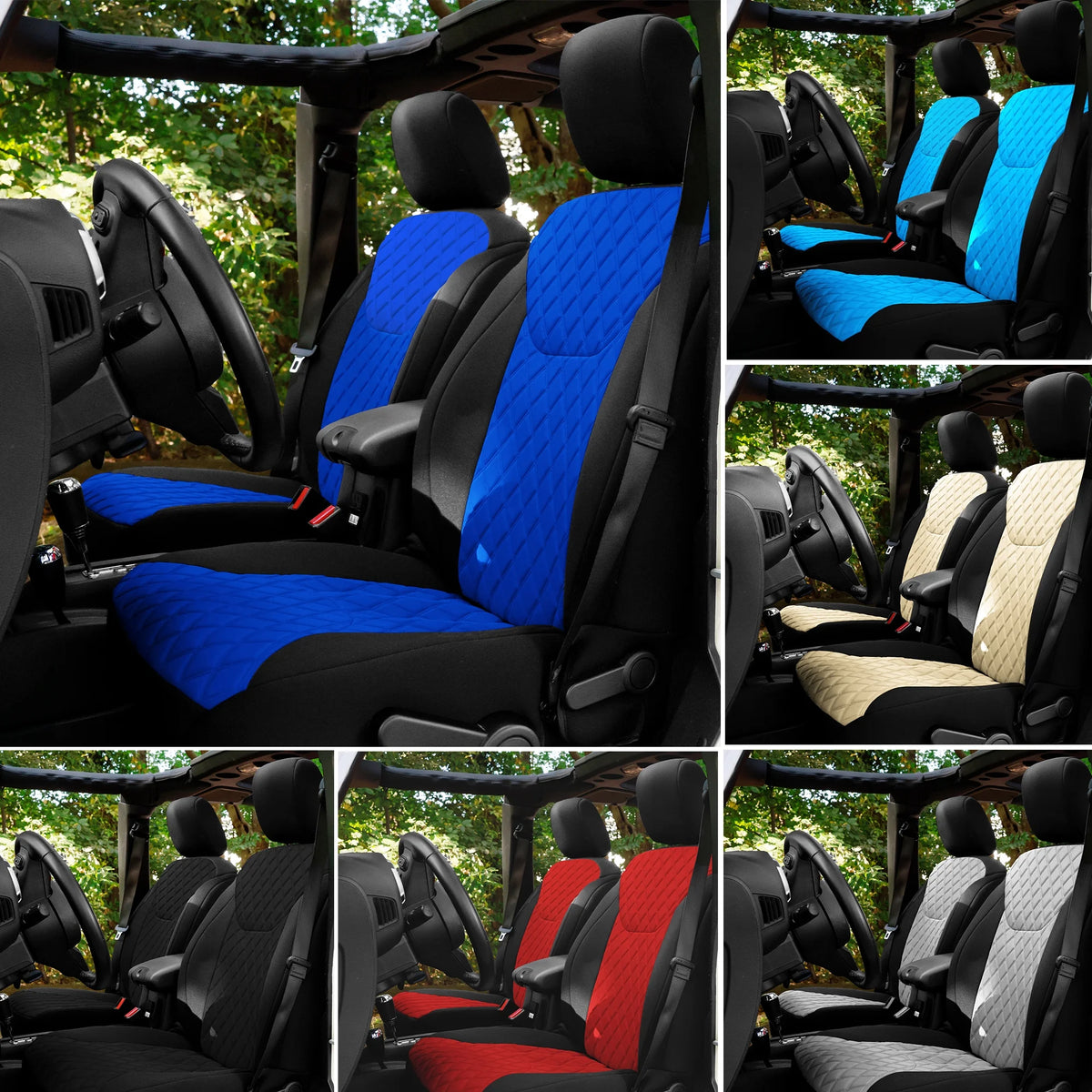 Aqua Neoprene Front Seat Covers for Jeep Wrangler JK 4DR G52742
