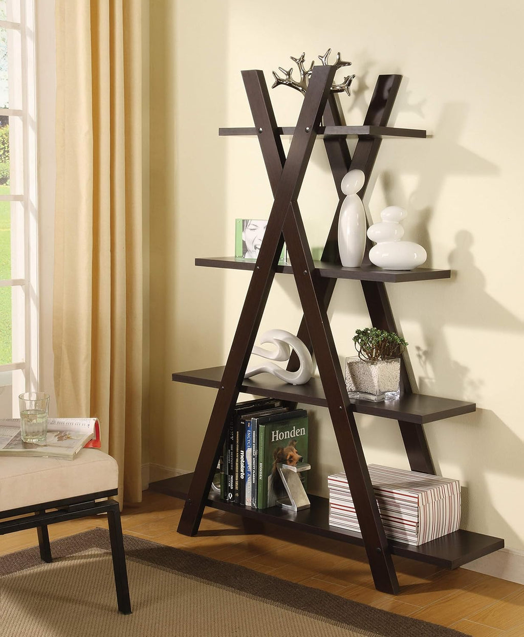 Contemporary Cappuccino X Bookcase T143