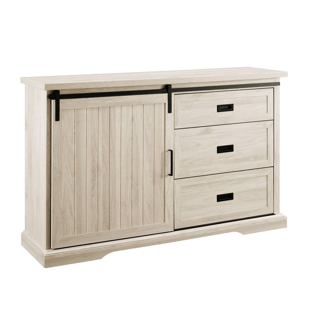 Farmhouse Sliding Door Sideboard with 3 Drawers Birch U84722