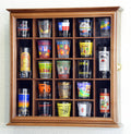 Walnut Lockable Wall Rack Display Case for 21 Shot Glasses U4677