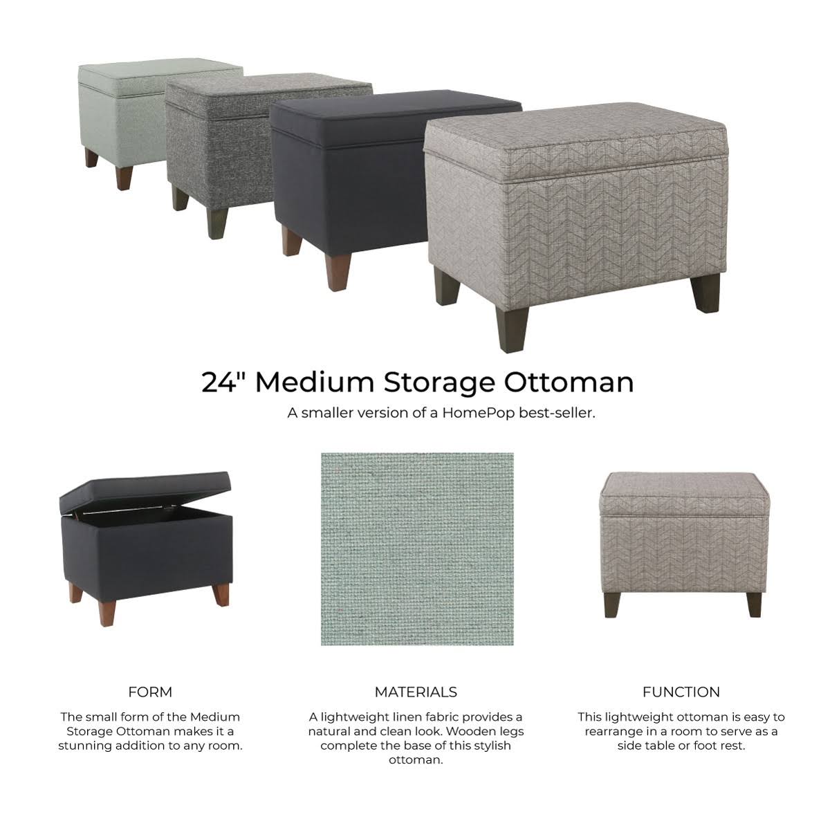 Slate Gray Storage Ottoman W439514