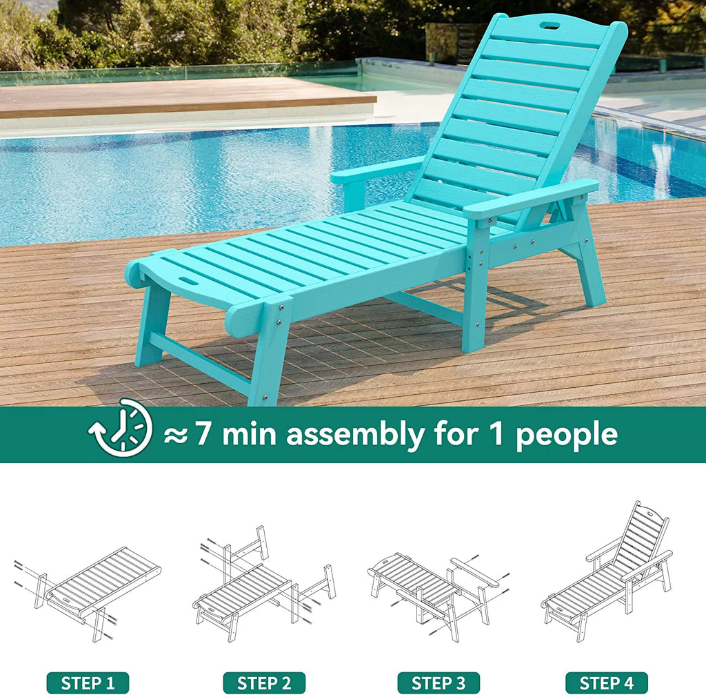 Blue Adjustable Resin Chaise Lounge Chair O8395