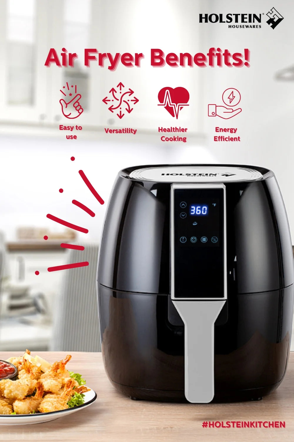 3.7 qt Air Digital Fryer with Touchscreen Control, Black Z270