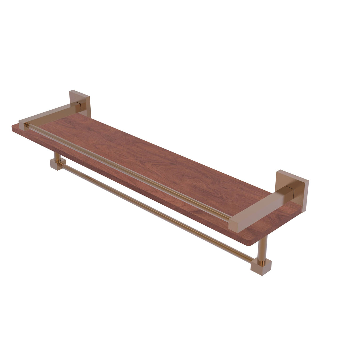 Brushed Bronze Ironwood Shelf with Gallery Rail and Towel Bar P624925