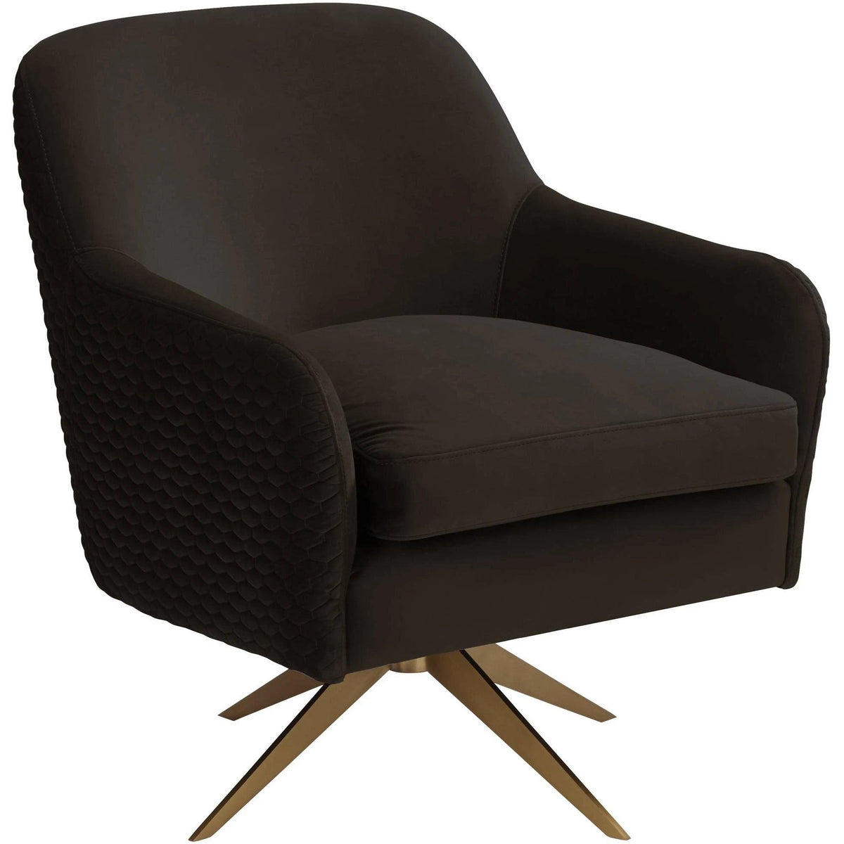 Espresso Velvet Swivel Chair Y980