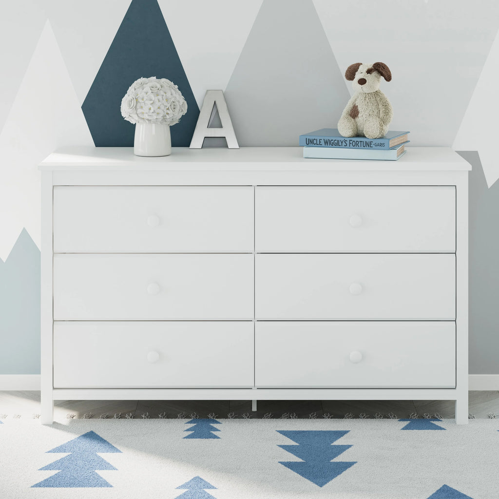White 6 Drawer Kids Double Dresser I2312