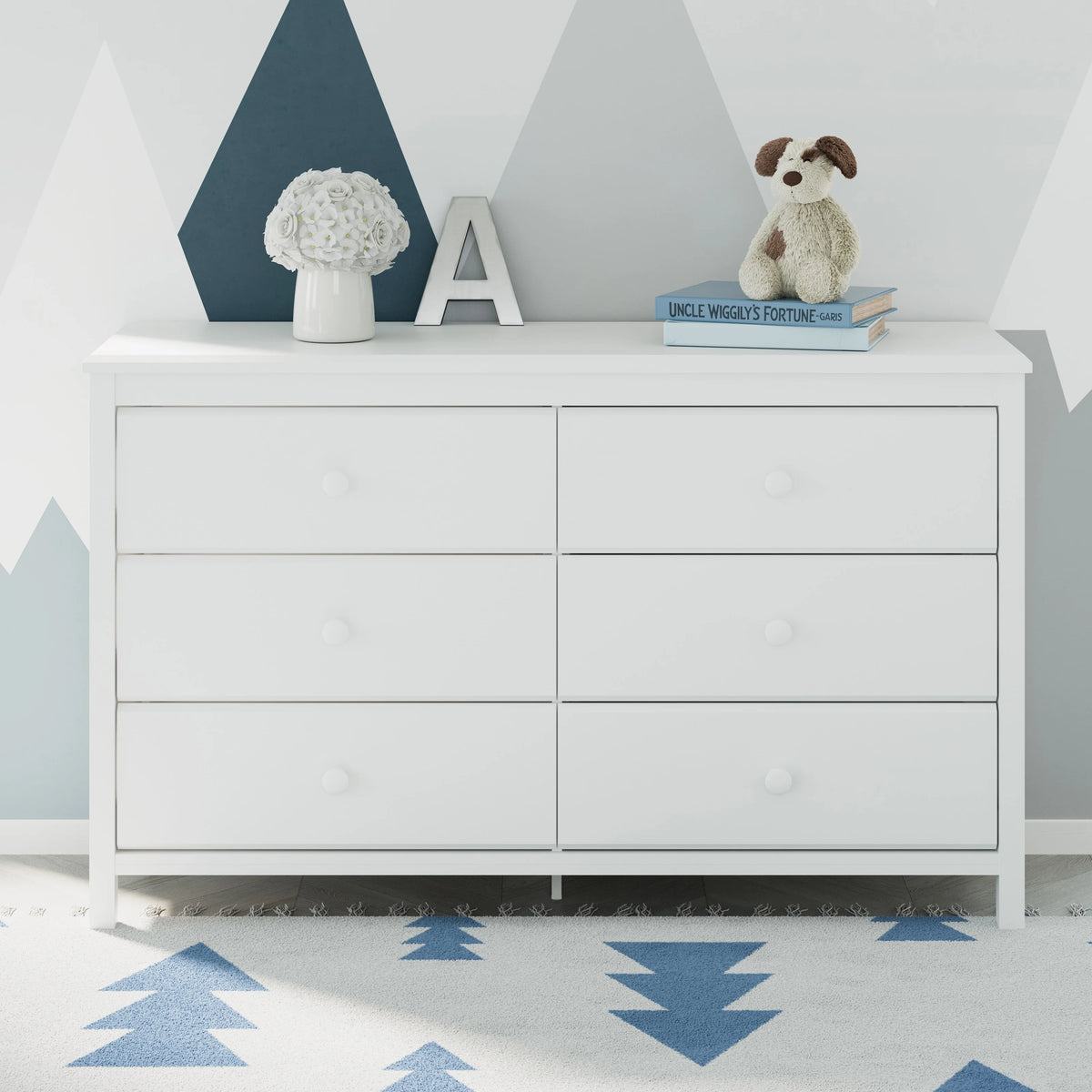 White 6 Drawer Kids Double Dresser I2312