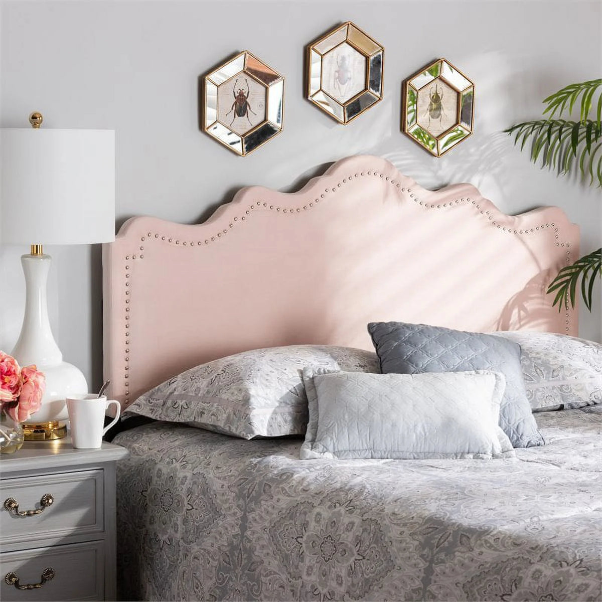 Velvet Queen Headboard in Light Pink C277