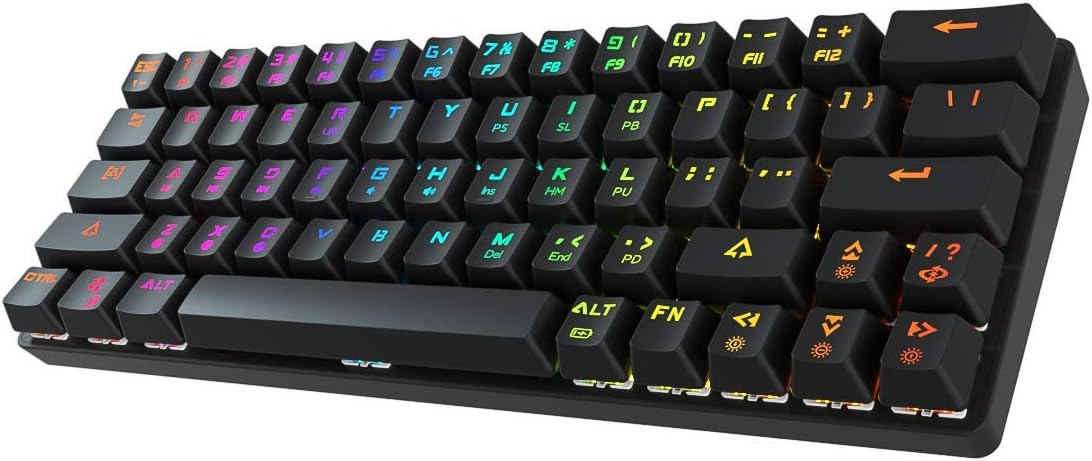 Wireless Wired 60% Mechanical Keyboard with Arrow Keys, True RGB Backlit F7533