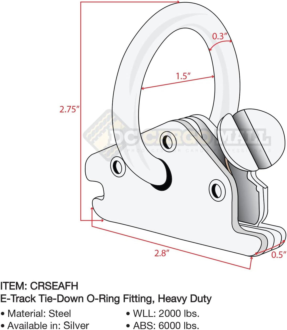 20 Heavy Duty Steel E-Track O-Ring Tie-Down Anchors with Spring Fittings J7529