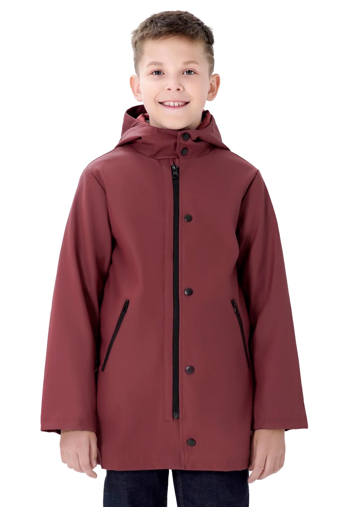 Boys Lightweight Waterproof Hooded Cotton Lined Rain Jacket H1666