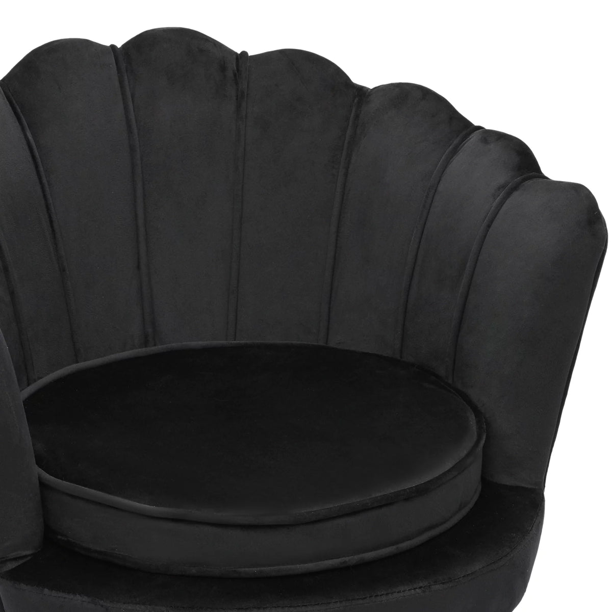 Black Velvet Tufted Accent Chair with Ottoman and Cushion I583405