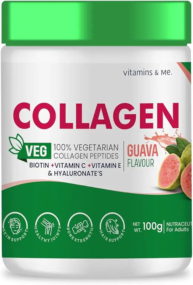 Vegetarian Collagen Powder 100G Guava Flavour with Biotin Vitamin C Vitamin E & Hyaluronates W91981