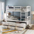 Twin Over Twin Wood Bunk Bed with Trundle and Drawers Y369