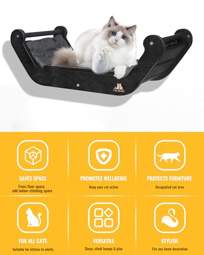 Wooden Cat Wall Shelves with 3 Steps A1295