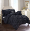 Black Pleated Comforter Set with Bed Sheet Set U187