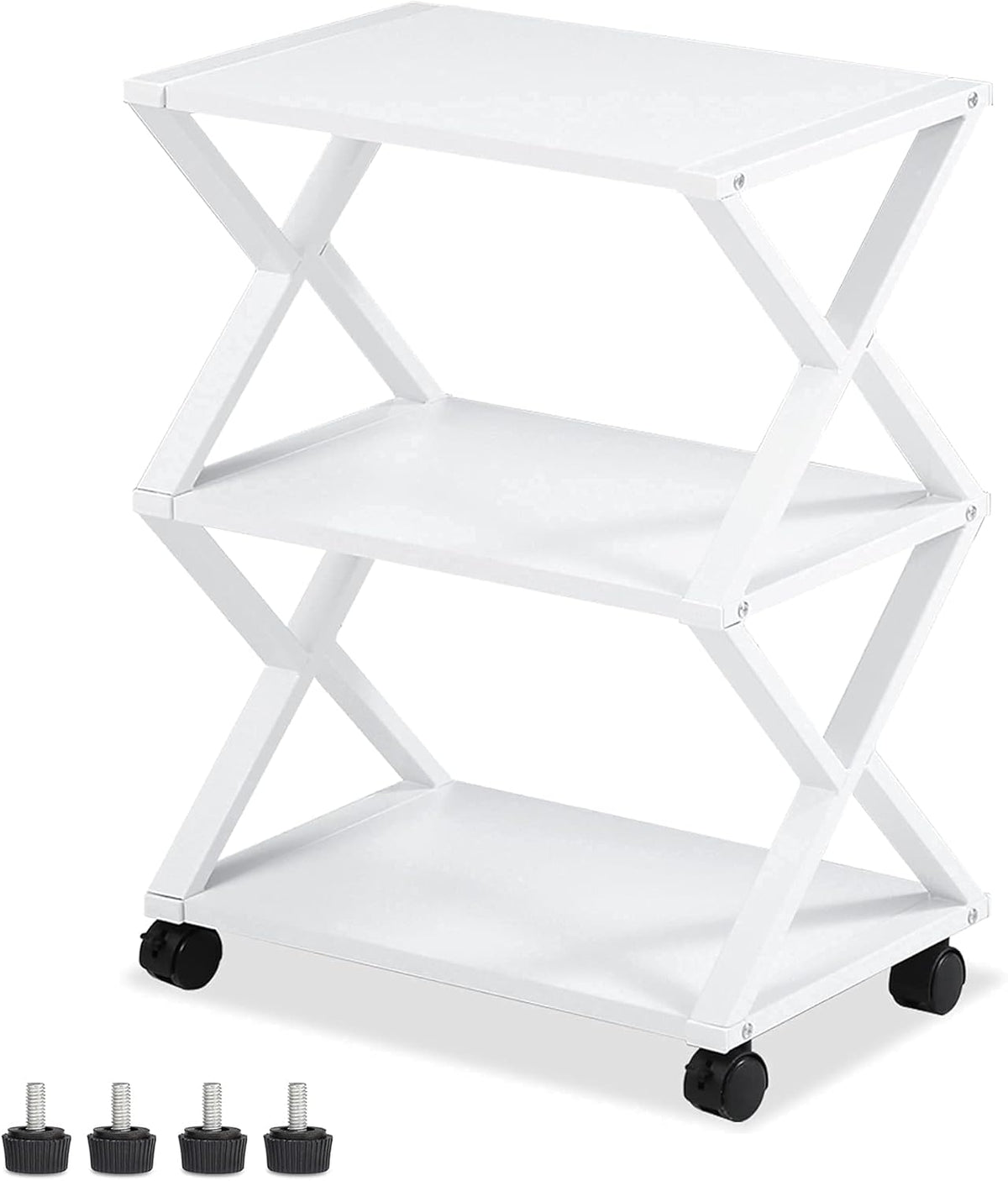 Rustic 3 Tiers Wood and Metal Rolling Printer Stand with Wheels E42954