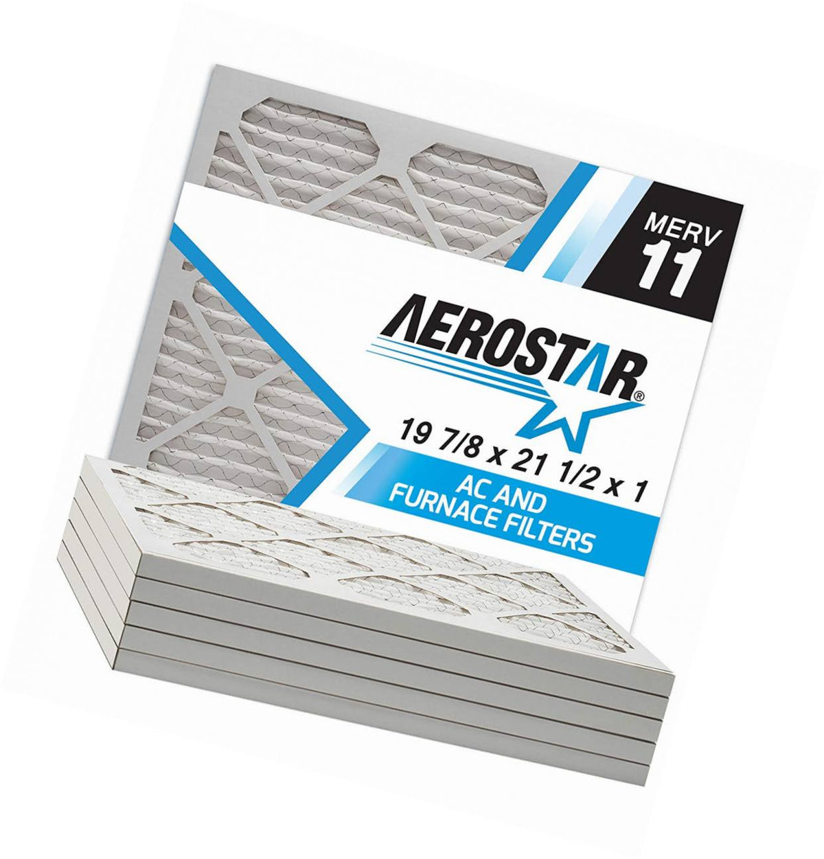 Pleated Air Filter, MERV 11, 19 7/8 x 21 1/2 x 1, Pack of 6 P794150
