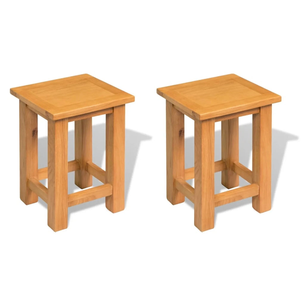 Solid Oak Wood End Tables 2 pcs I31106