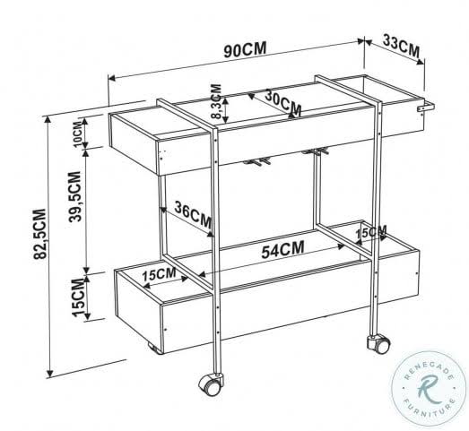 Walnut Melamine Bar Cart with Black Painted Metal Frame G908