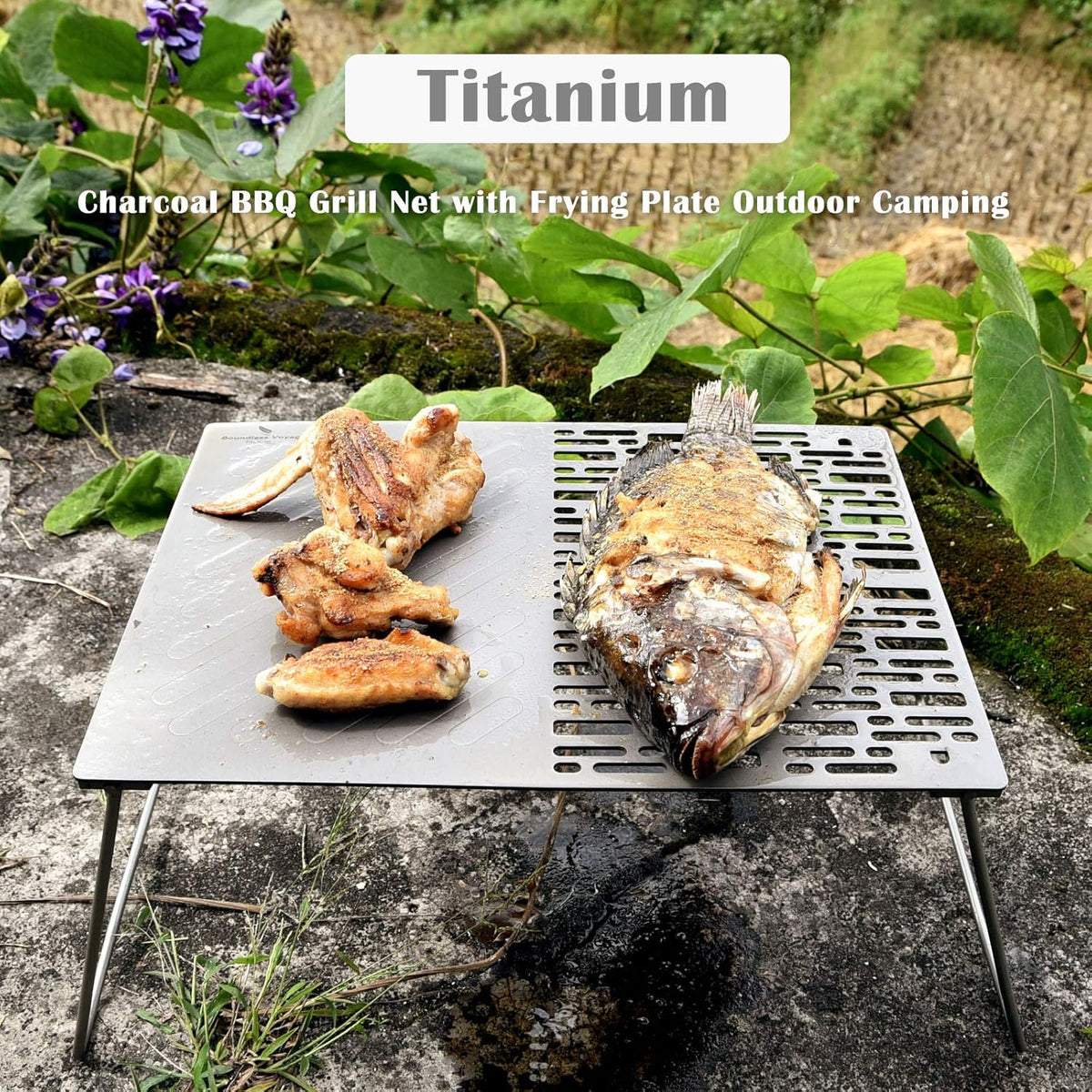 Titanium Folding Campfire Grill with Legs S131