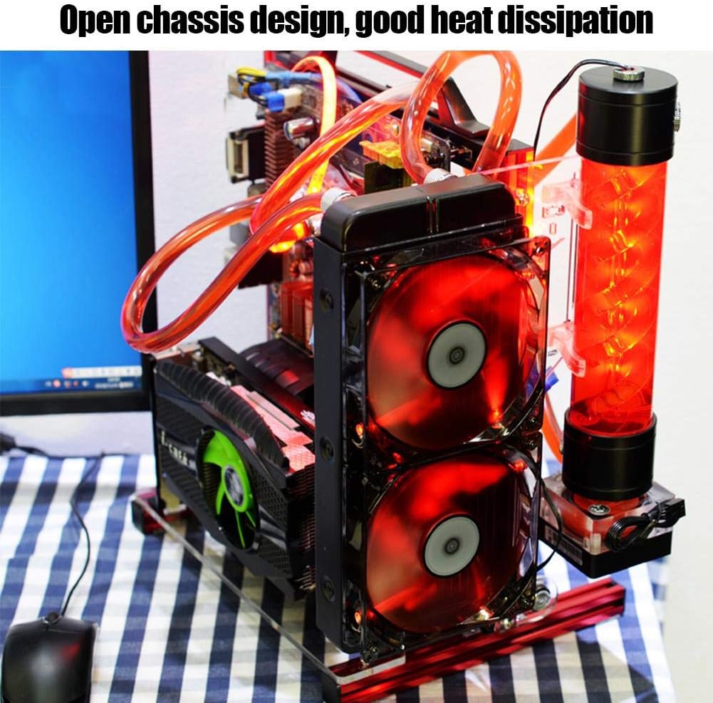 Red Aluminum Open Air Frame Computer Chassis Case U461