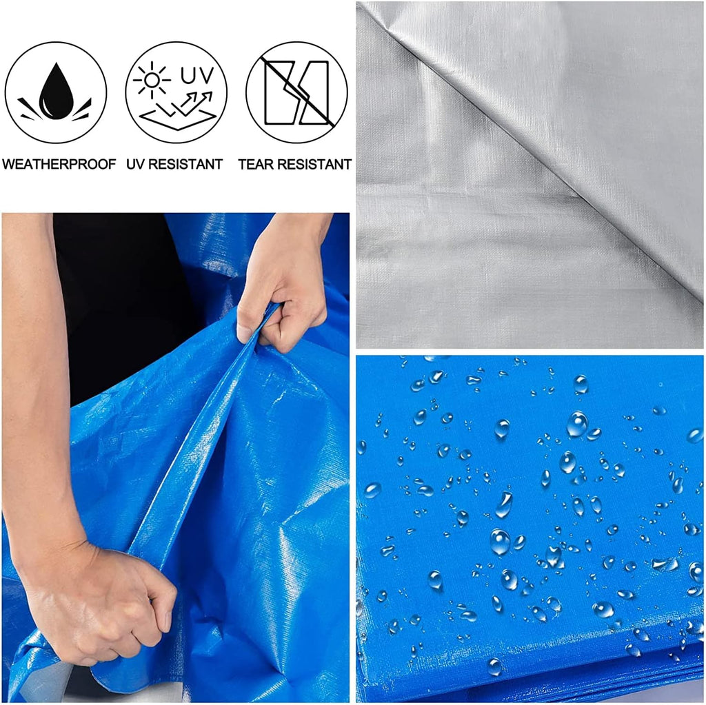 Blue 20x30 Heavy Duty Waterproof Tarpaulin with Metal Grommets D212