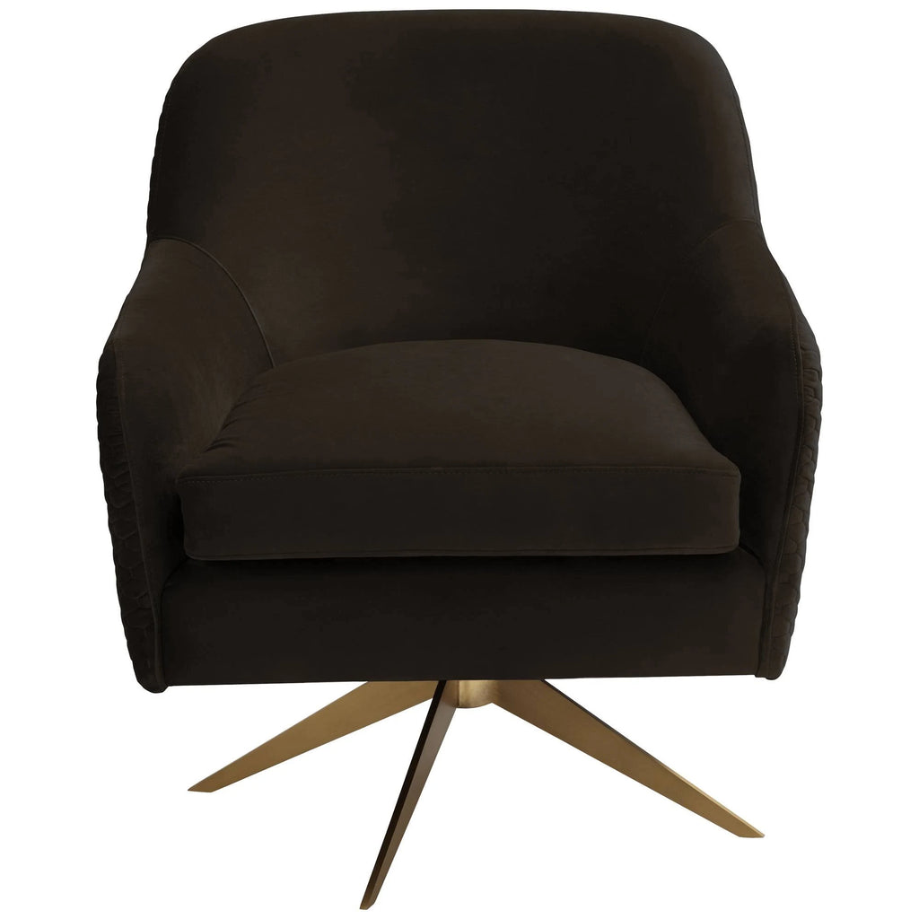 Espresso Velvet Swivel Chair Y980