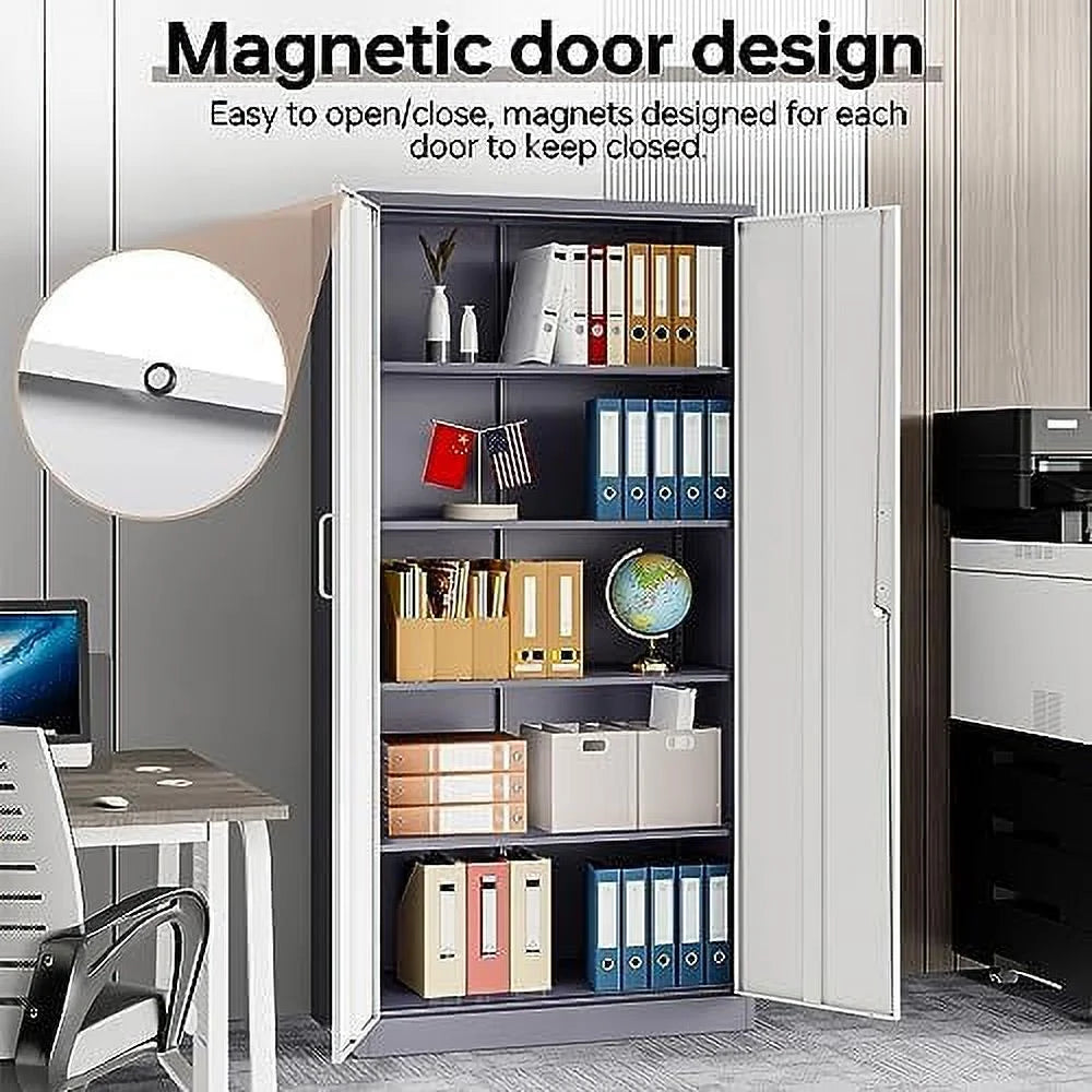 Metal Cabinet with Locking Doors 71" Tall 2 Adjustable Shelves O38505