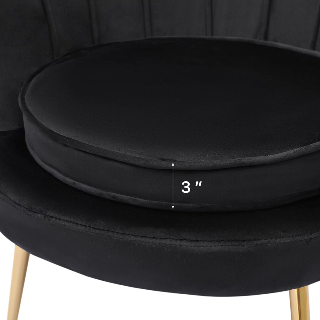 Black Velvet Tufted Accent Chair with Ottoman and Cushion I583405