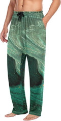 Teal Green Gold Marble Cotton Pajama Pants Y424556