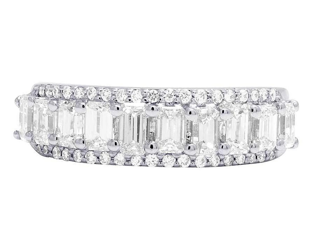 14K White Gold Diamond Emerald Solitaire Ring 1.65 Ct 6MM X31204
