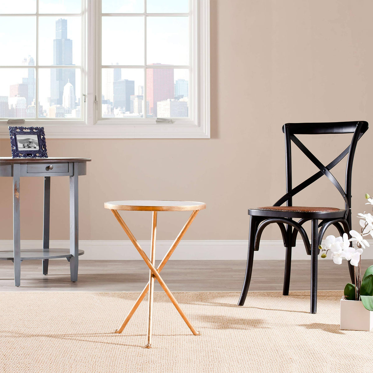 Gold White Accent Table F266